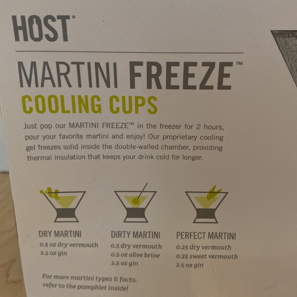 New! Martini Freeze Cooling Cups, Glasses NEW IN BOX. Clear with grey grip..HOST - Picture 10 of 16